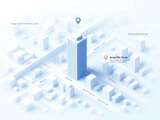 Stylized map showing Fun Rush office location at 879 Granville Street, Vancouver, BC.