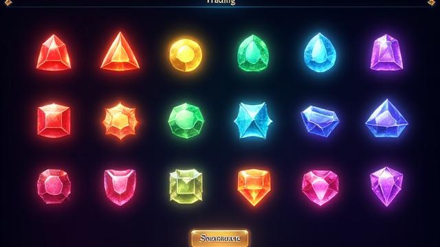 Digital display of rare gemstones in a game